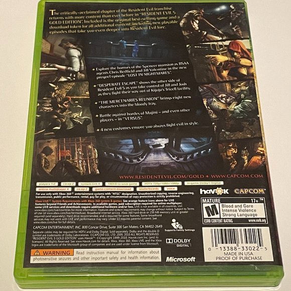 Resident Evil 5 Gold Edition Xbox 360 Complete in box - Picture 2 of 3